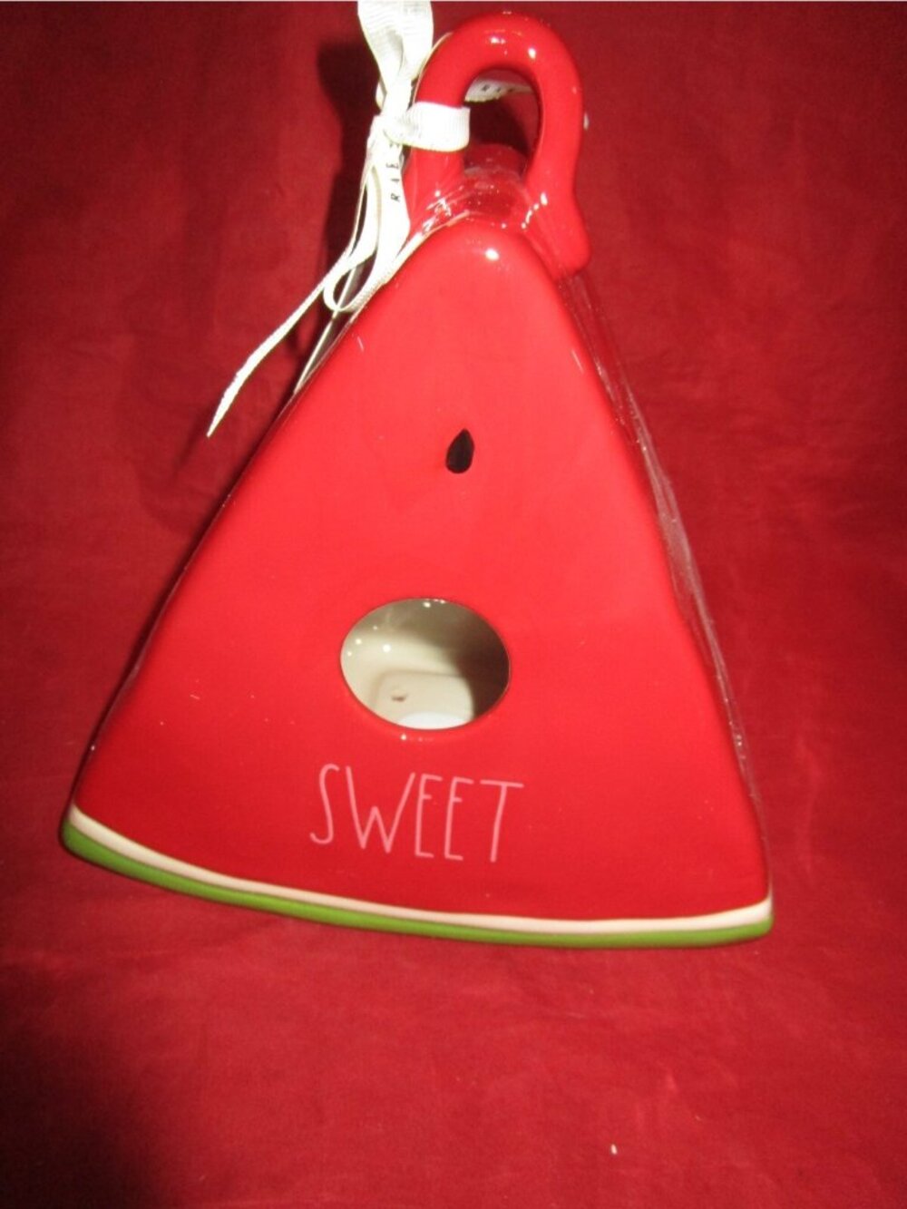 Rae Dunn Watermelon Birdhouse Sweet Ceramic Artisian Indoor Outdoor 8 inch NIB